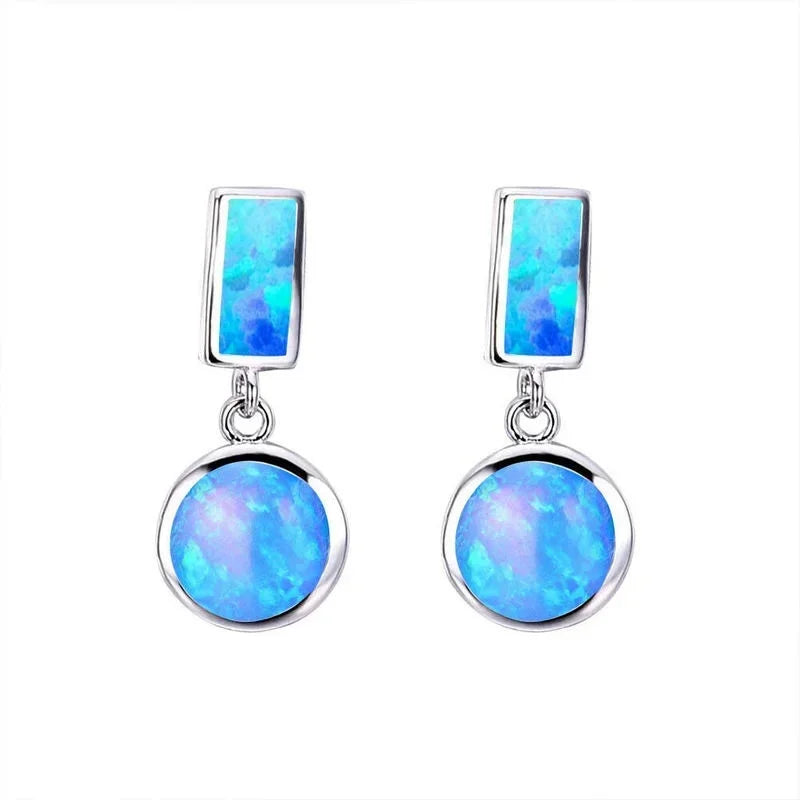 White Simulated Opal Stud Earrings – Trendy Fashion Gift