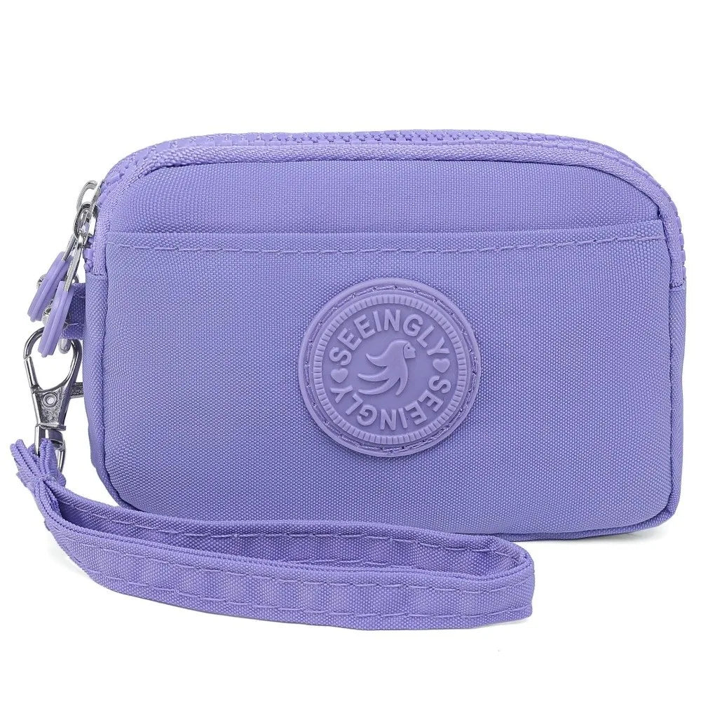 Women's Waterproof Nylon Coin Purse with Lanyard & Zipper