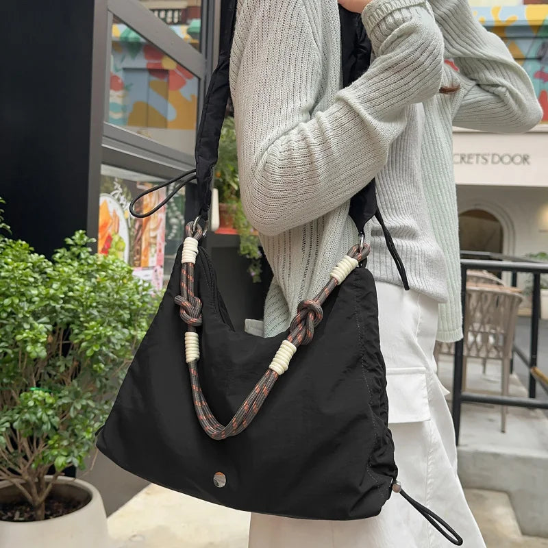 Korean Slouchy Crossbody Bag – Large Nylon Shoulder Bag