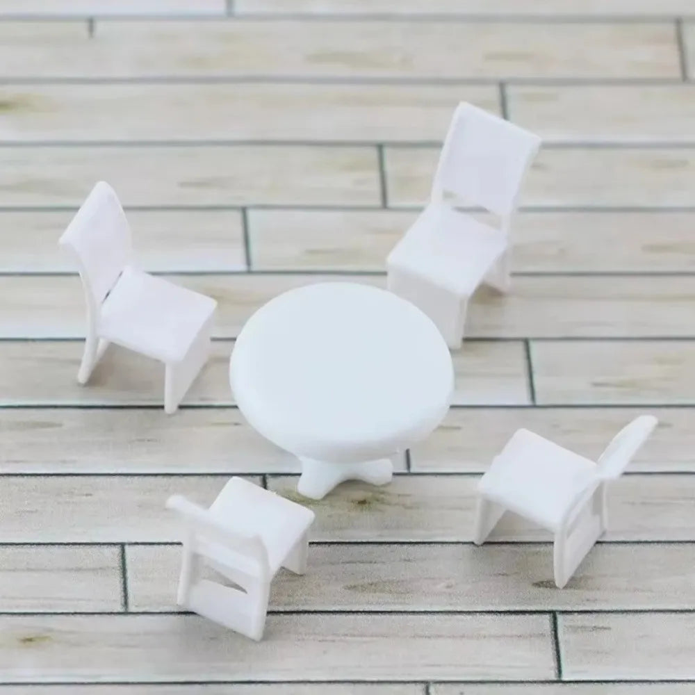 Miniature Table & Chair Set 1:50 Scale – Unpainted DIY Model Kit