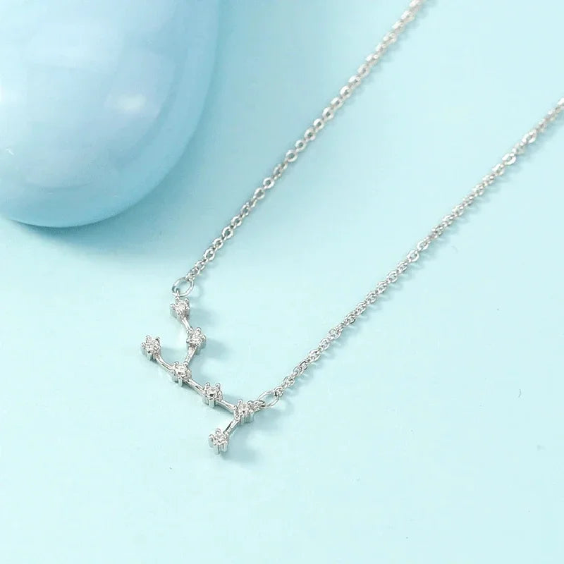 Zodiac Symbol Pendant Necklace – Minimalist Silver Collarbone
