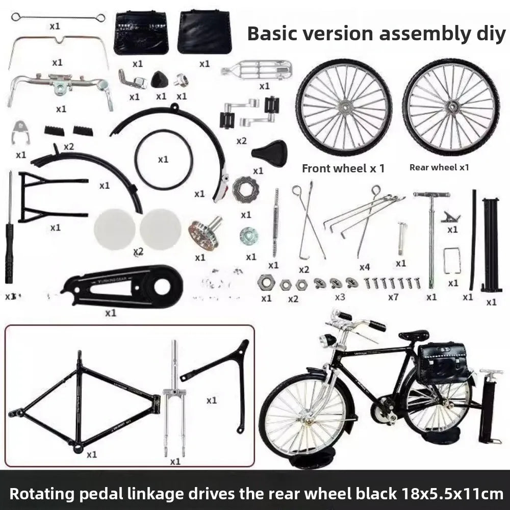 Mini DIY Retro Alloy Bicycle Model Kit | 1:10 Scale Collectible