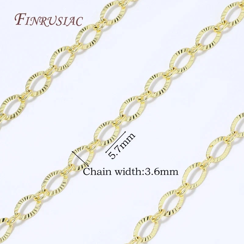 18K Gold Plated Oval Embossed Link Chain – DIY Jewelry Making