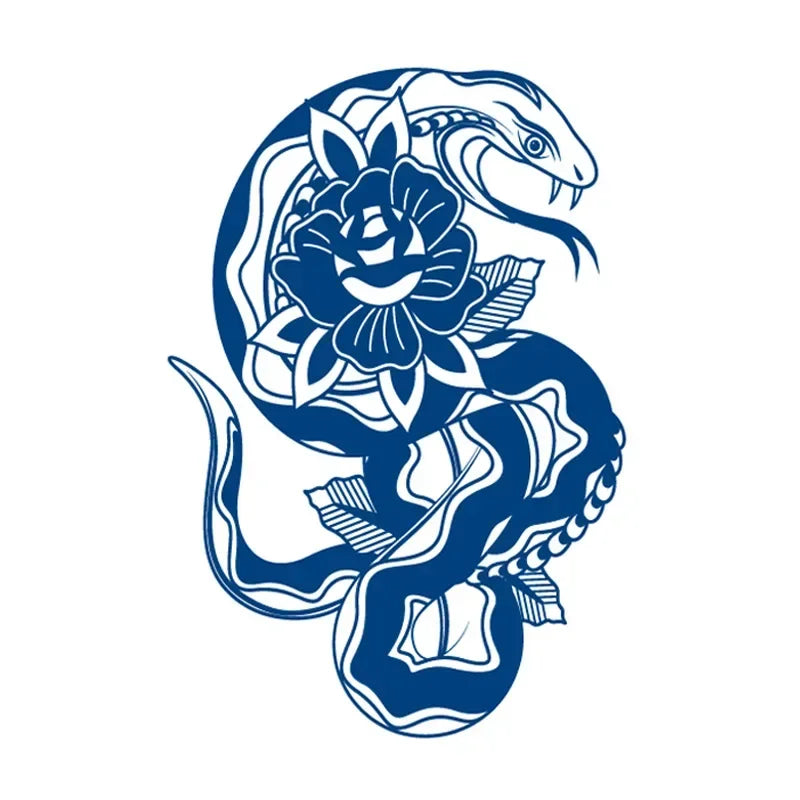 Blue Snake Temporary Tattoo Sticker – Waterproof Body Art