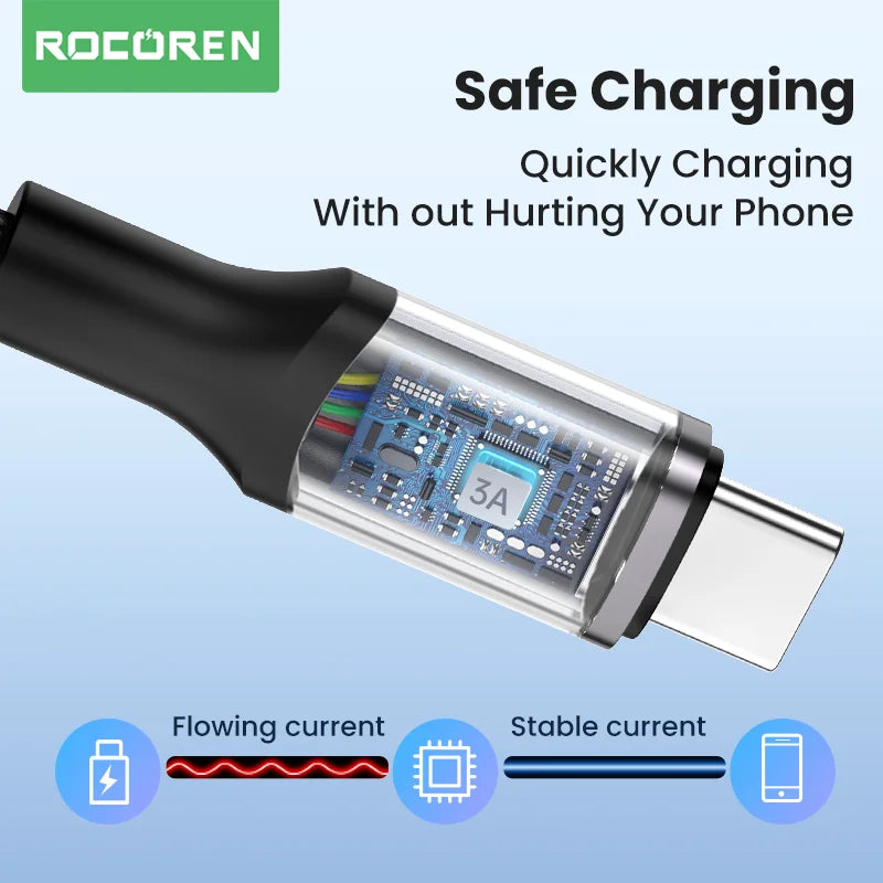 Rocoren USB-C Cable 3A Fast Charging 3M | Xiaomi Samsung Huawei