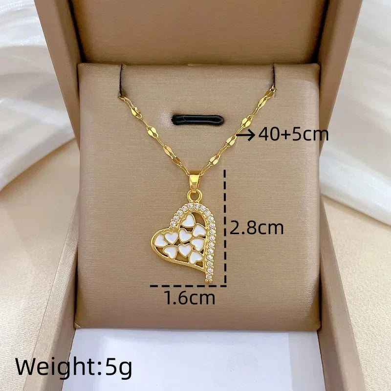 Women's Gold Heart Pendant Necklace – Stainless Steel Choker