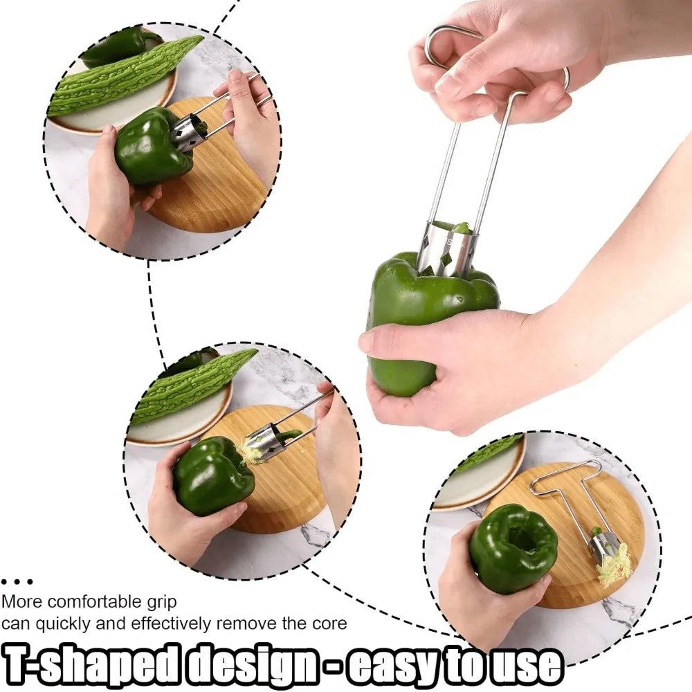 T-Shape Stainless Steel Fruit Corer & Pitter – Olive, Date, Peach