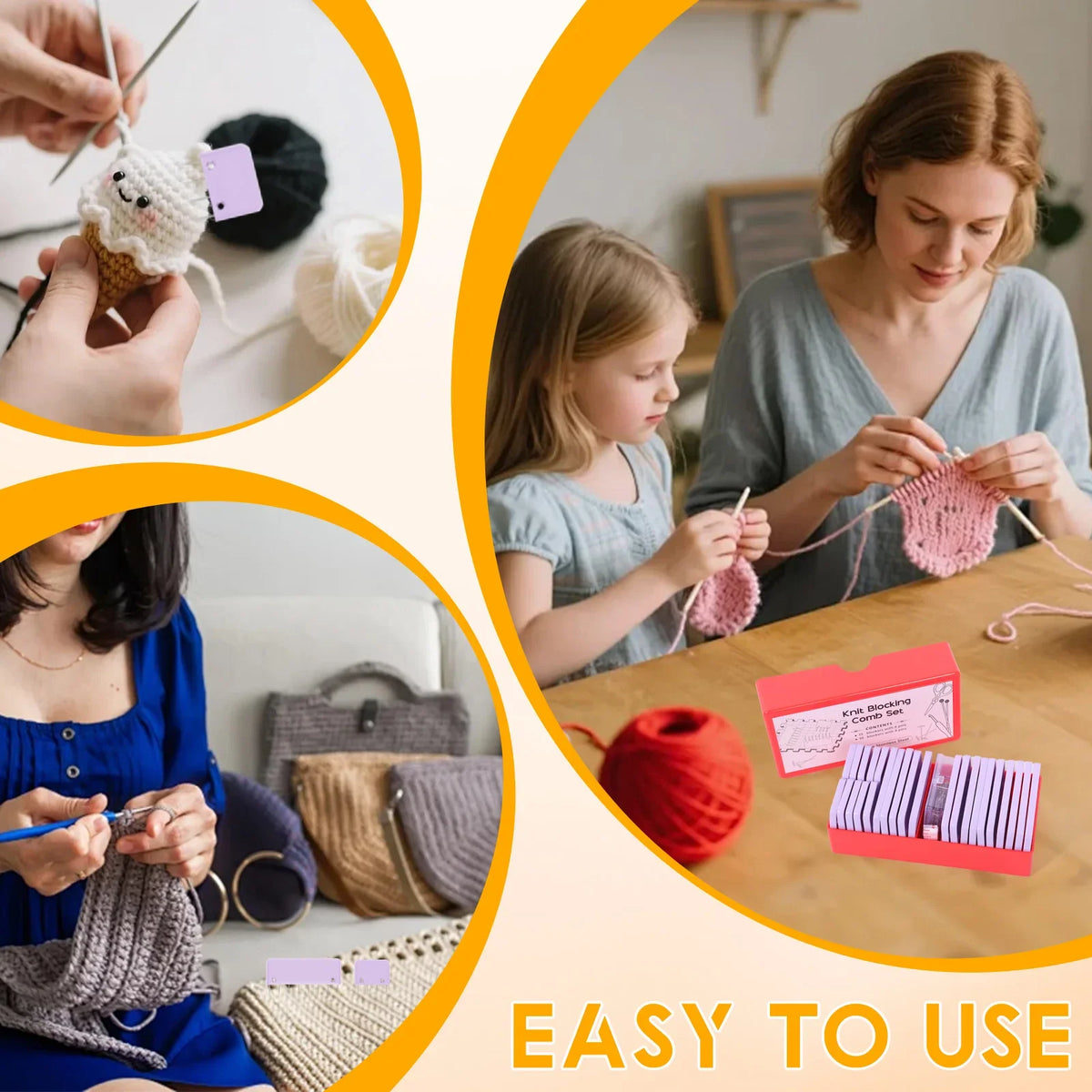 Knit Blocking Comb Set – 57 Pcs with T-Pins & Measuring Tape