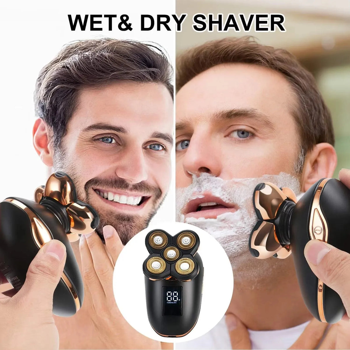 Smart LED 5-Head Rotary Electric Shaver for Men – Wireless