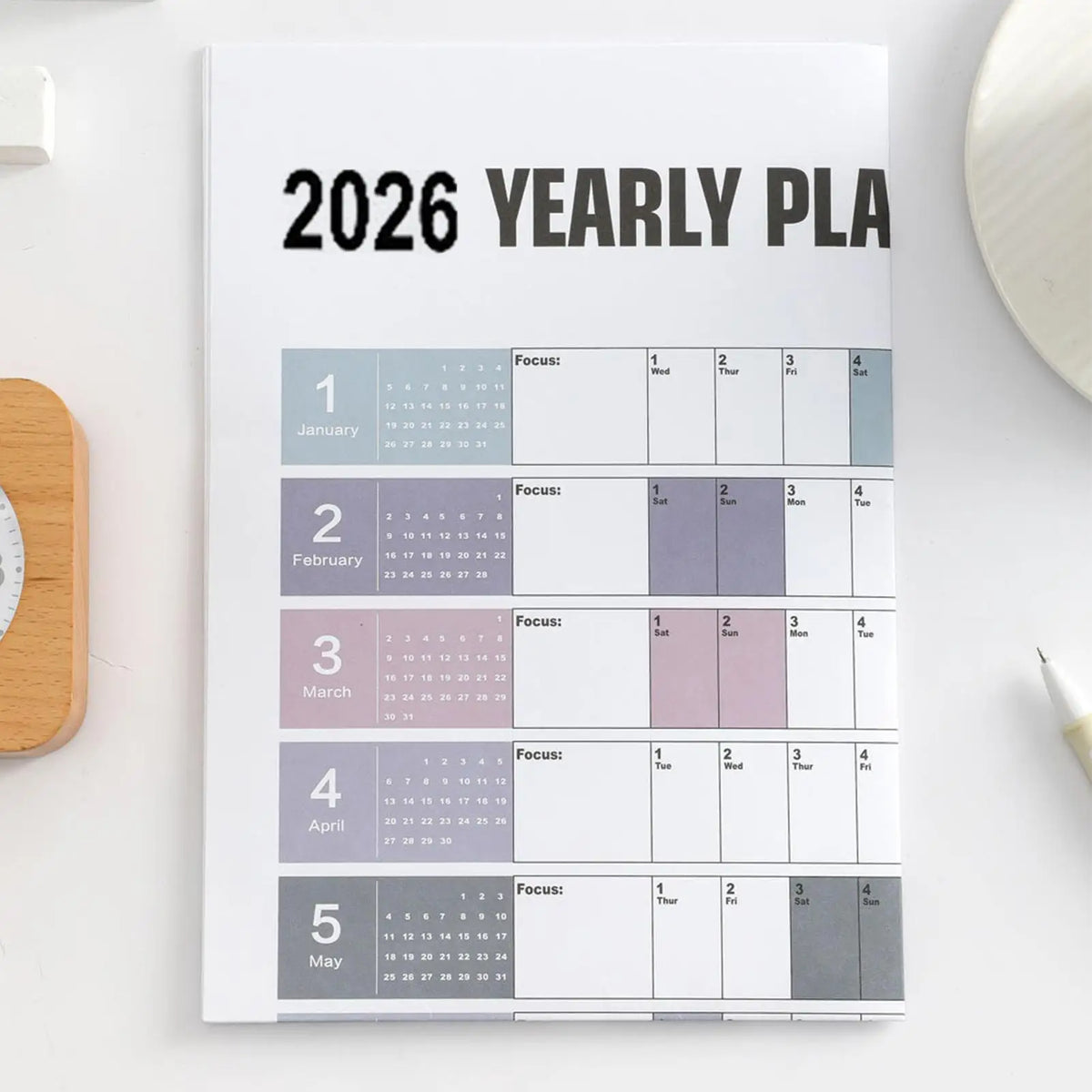 2026 Large Yearly Wall Calendar with Stickers | Home & Office