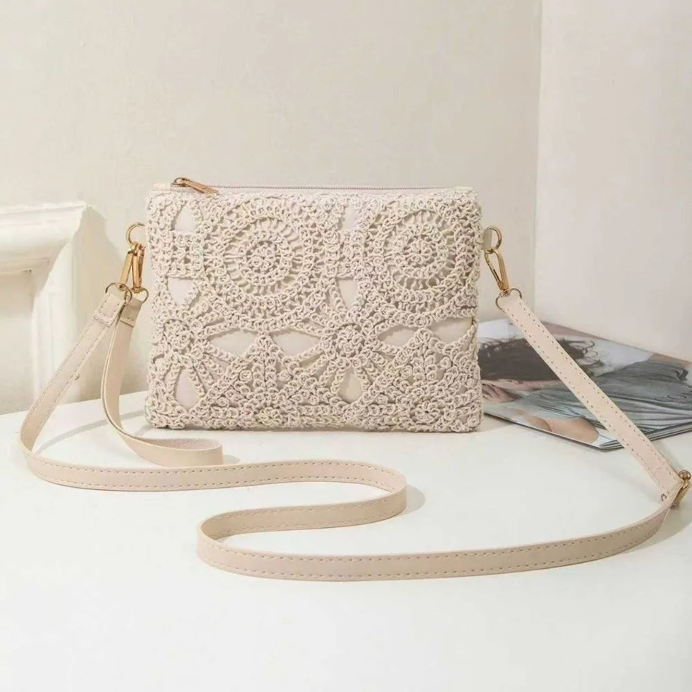 Bohemian Hollow Woven PU Leather Crossbody Shoulder Bag