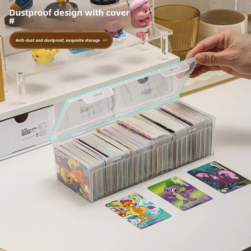 Clear Card Storage Box – Holds 550+ Cards, Adjustable Divider
