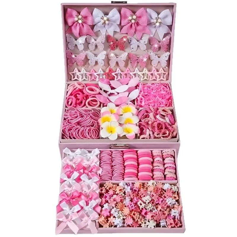 630PCS Girls Hair Accessories Set – Clips, Ties & Barrettes