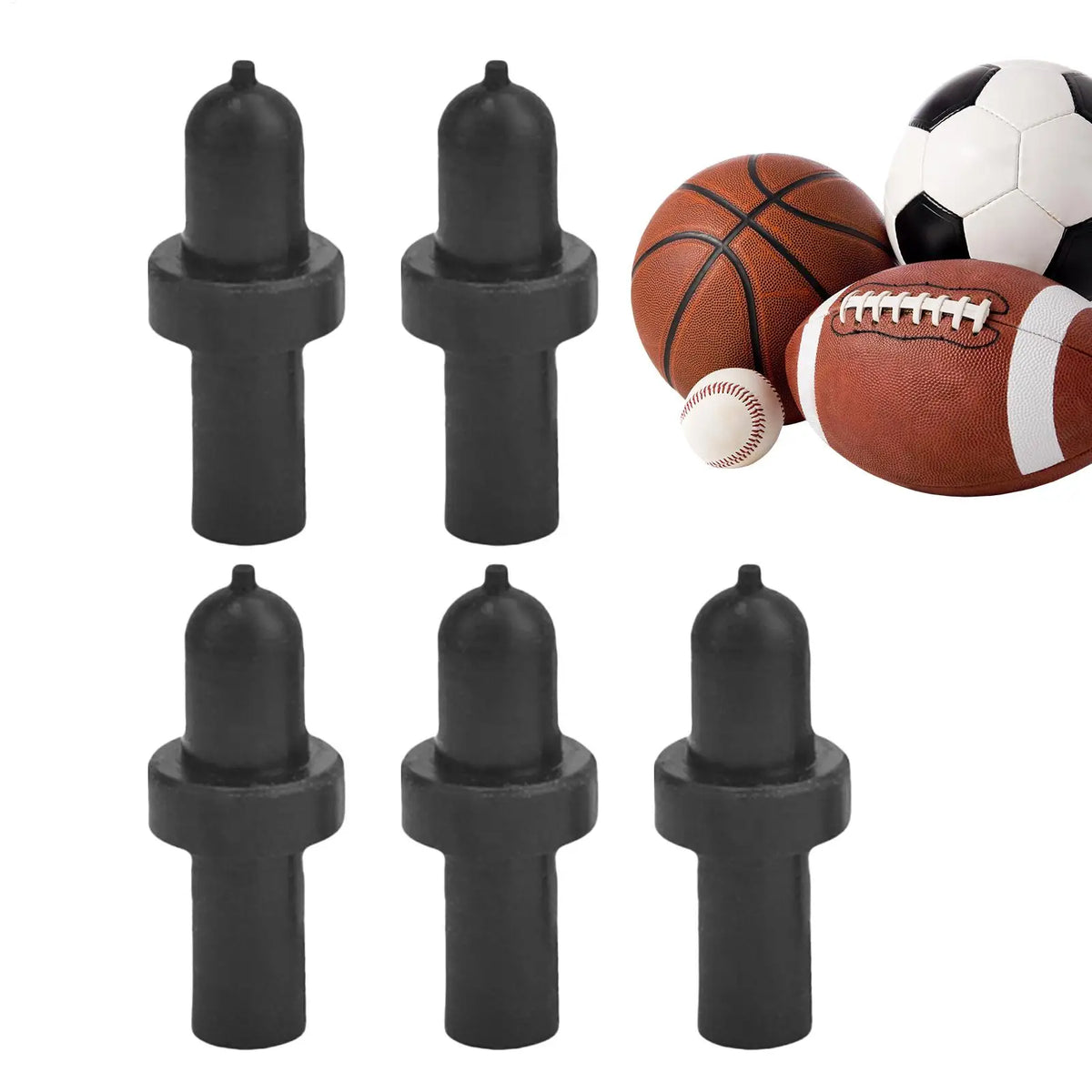 5-Pack Rubber Ball Valve Replacement Inflation Nozzle – Universal Fit