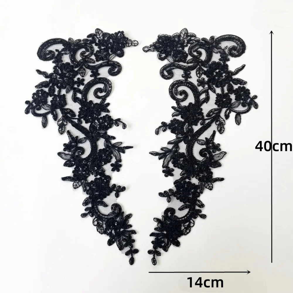 2Pcs Sequin Embroidery Flower Applique Patch – Lace Tulle