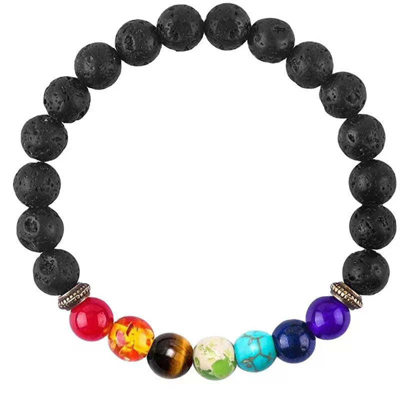Volcanic Stone Beaded Stretch Bracelet – Unisex Jewelry