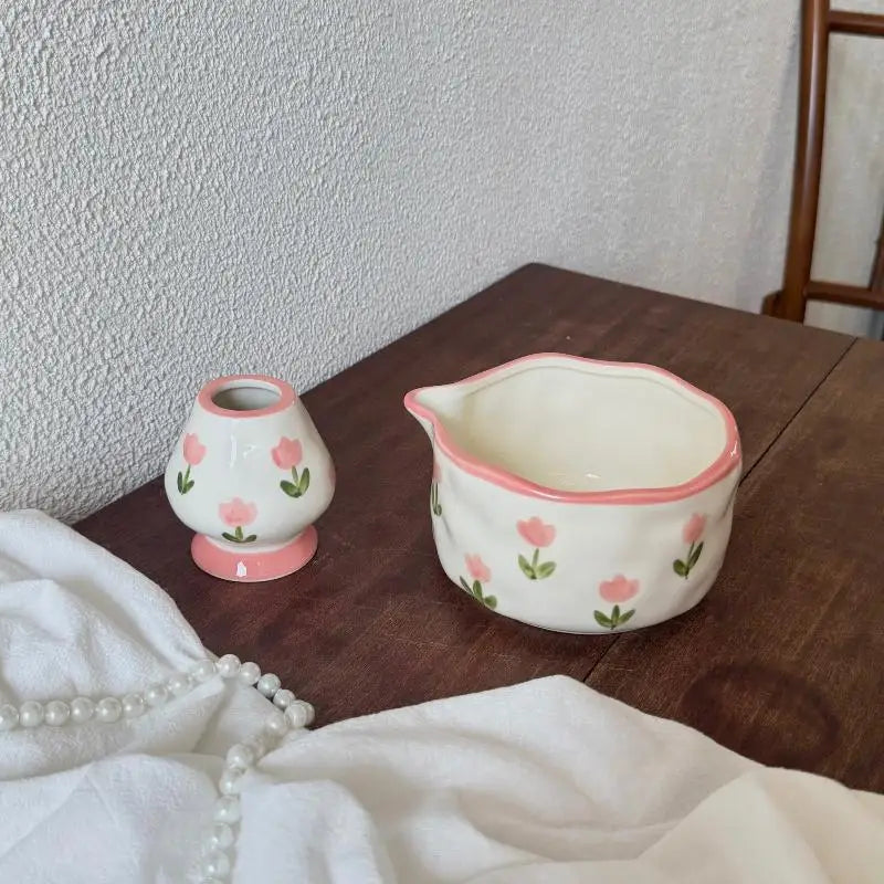 Handcrafted Ceramic Mixing Bowl Set with Pour Spout & Insert