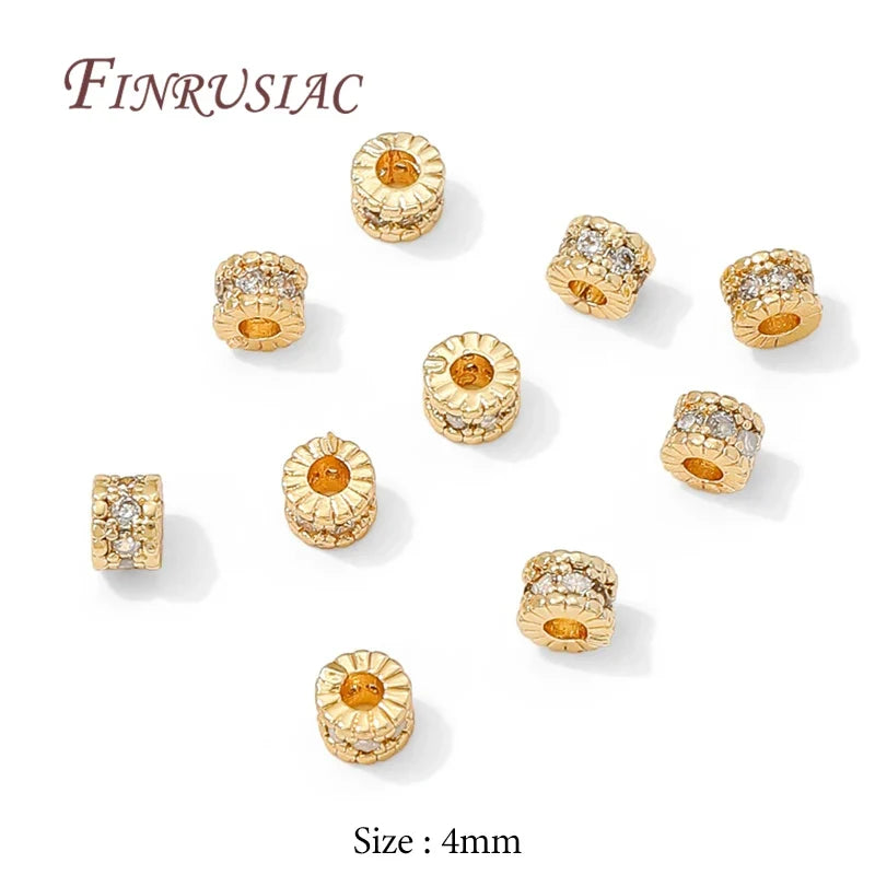 18K Gold Plated Zircon Round Spacer Beads 4mm 6mm 8mm – DIY
