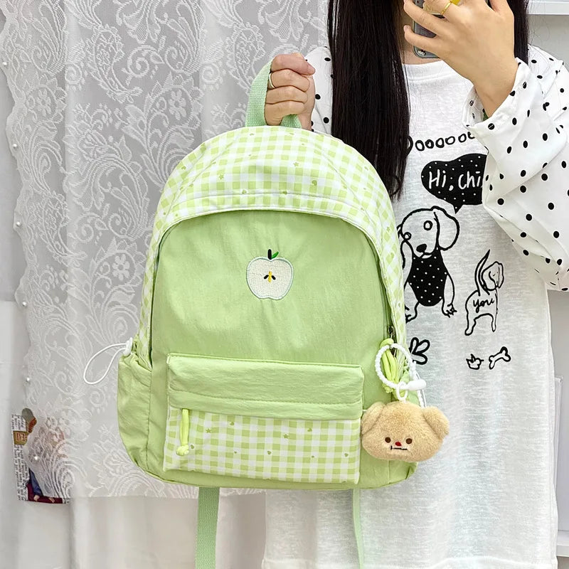 Nixie Plaid Backpack – Korean Style Teen Girls School Bag