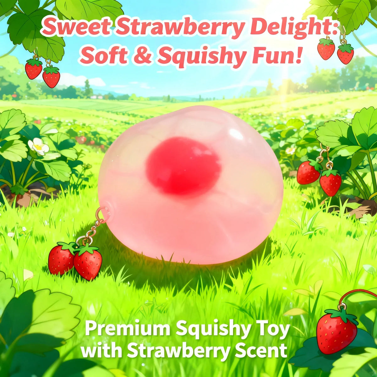 Strawberry Mochi Squishy Fidget Toy – Slow Rebound Squeeze