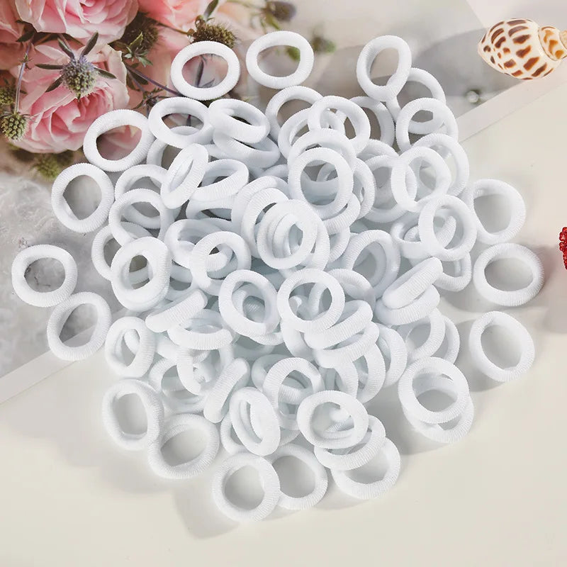 100pcs Mini Elastic Hair Ties Multicolor – Gentle & Secure Hold