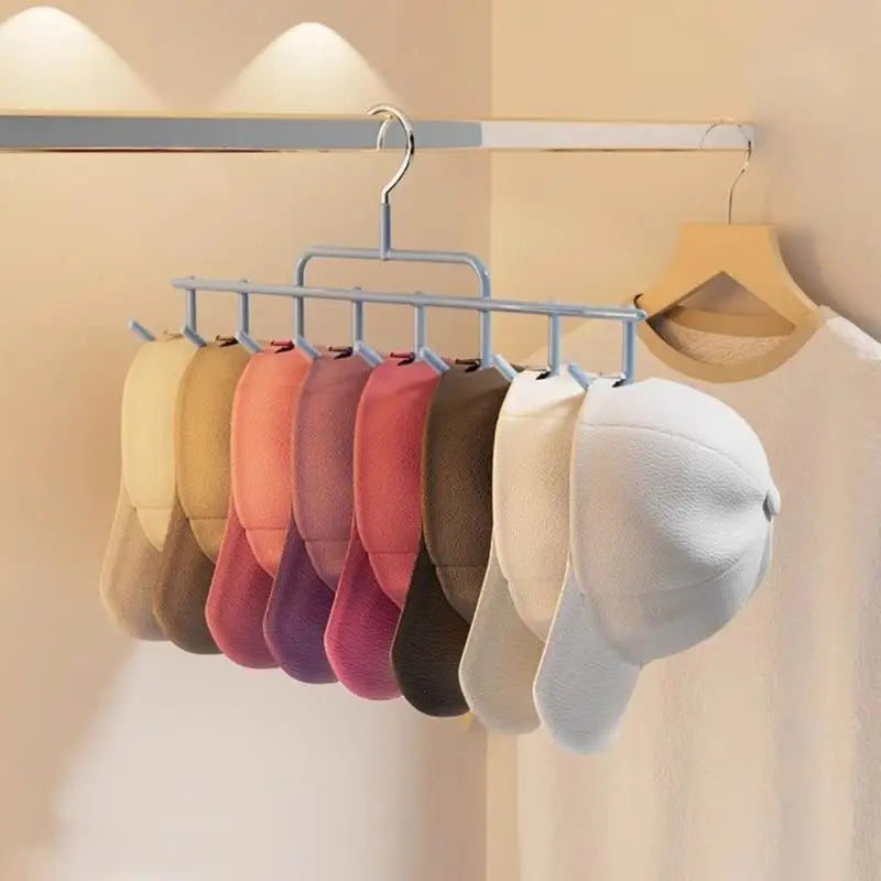 Wall-Mounted Hat Rack 8 Hooks – Metal Cap Organizer for Closet