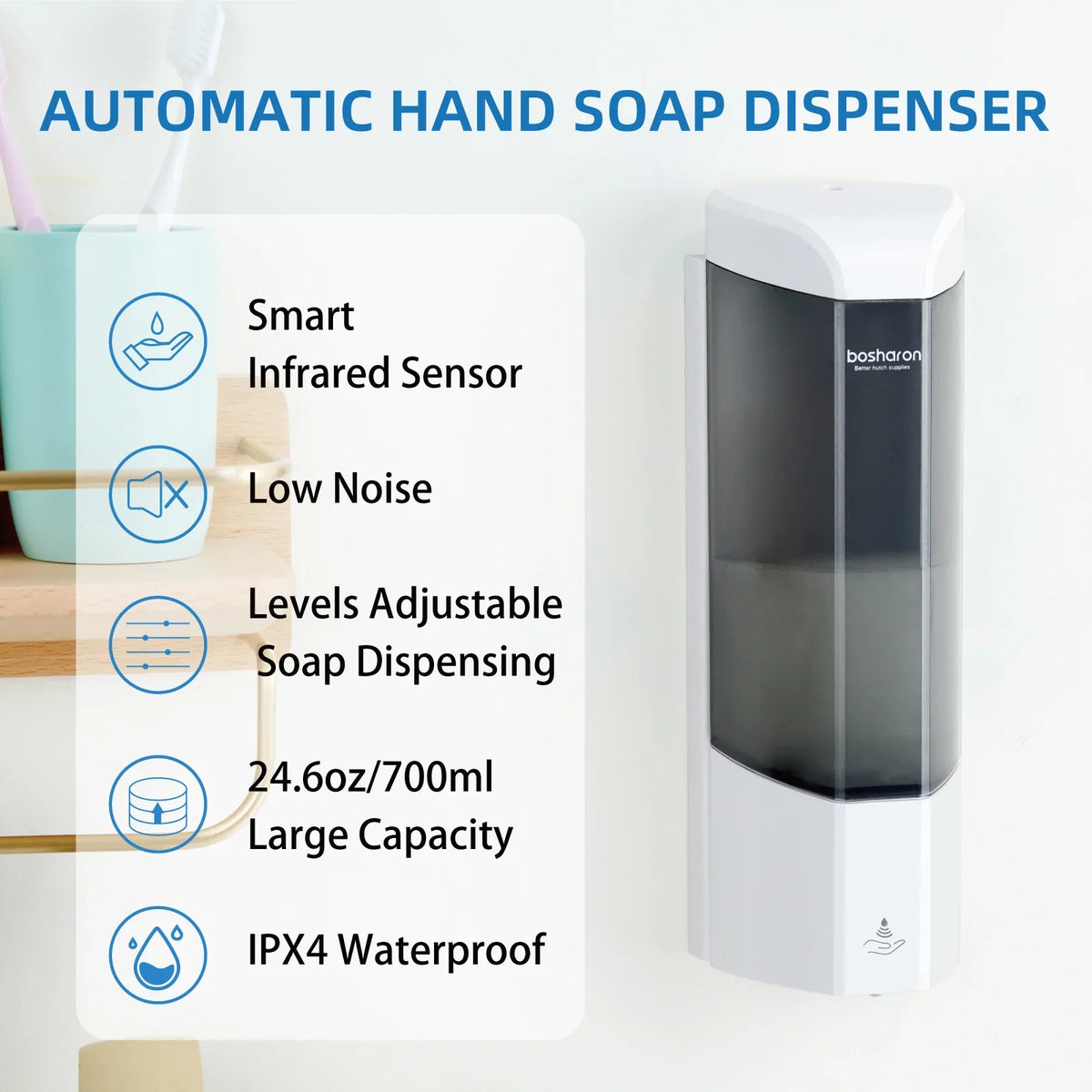 Bosharon 700ml Touchless Wall Mount Automatic Soap Dispenser