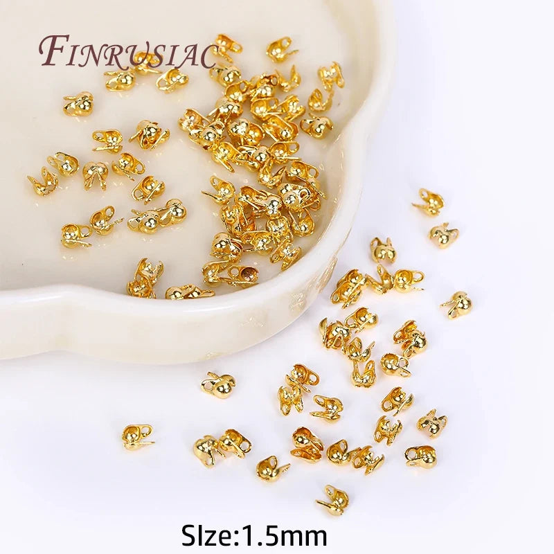 18K Gold Plated Ball Chain End Connectors & Crimp Bead Tips