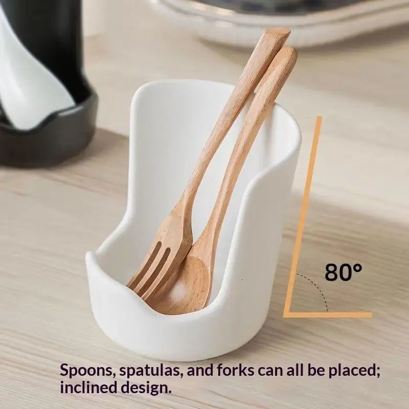 Non-Slip Spatula Holder & Pot Lid Storage Rack for Kitchen