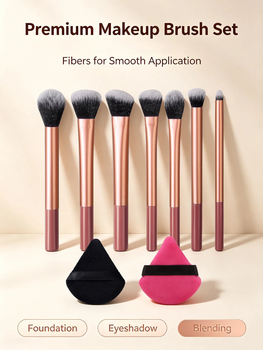 Nixie 7-Piece Makeup Brush Set – Blush, Powder & Eyeshadow