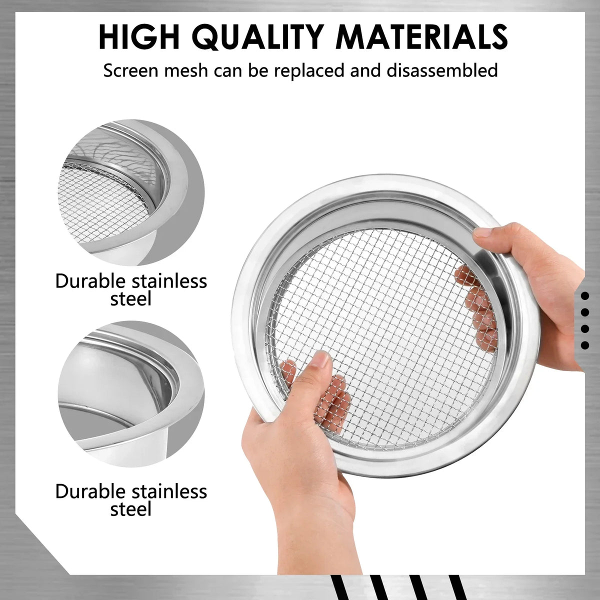 Stainless Steel Soil Sieve Set – 5 Interchangeable Meshes 9.45"
