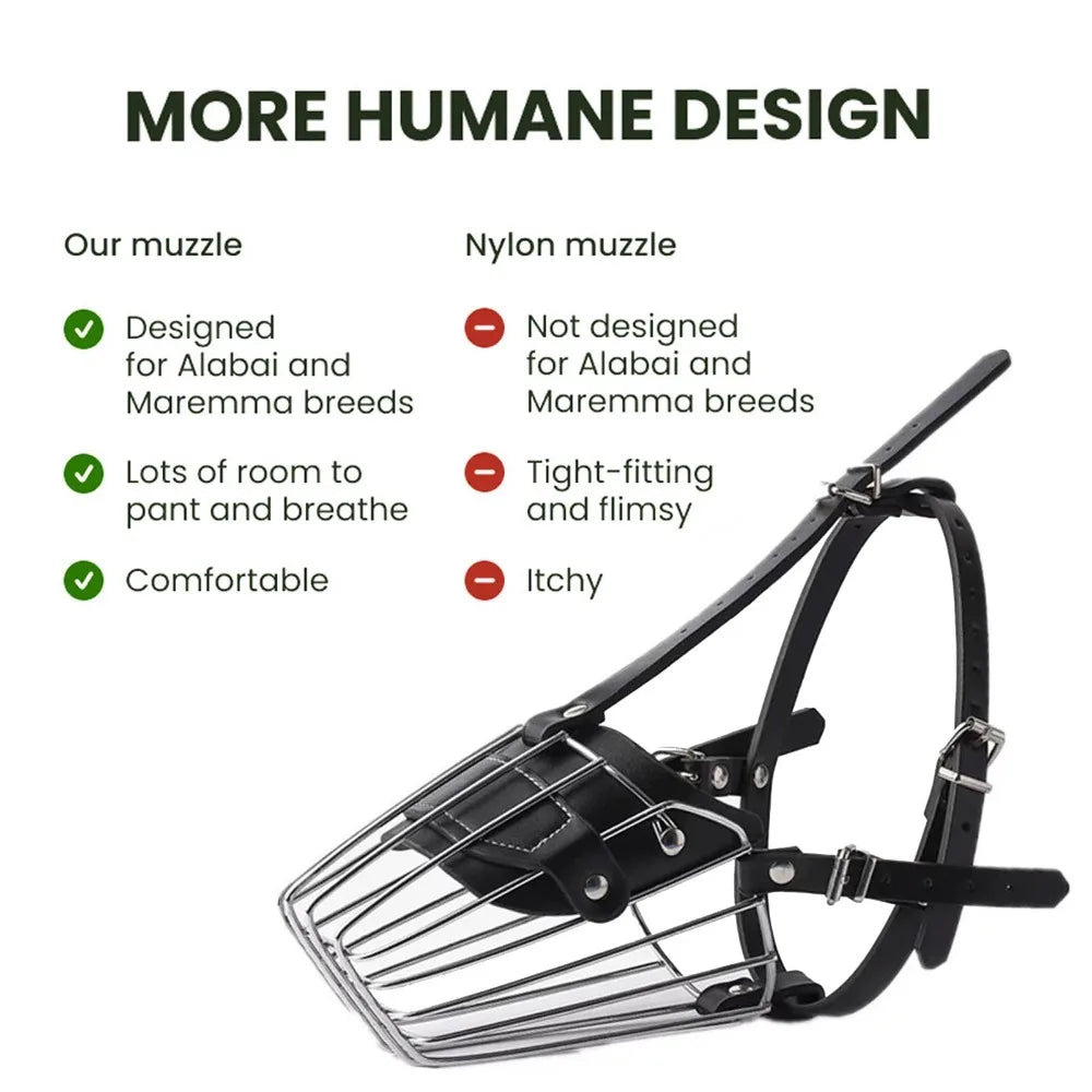 Iron Frame Large Dog Muzzle – Breathable & Adjustable