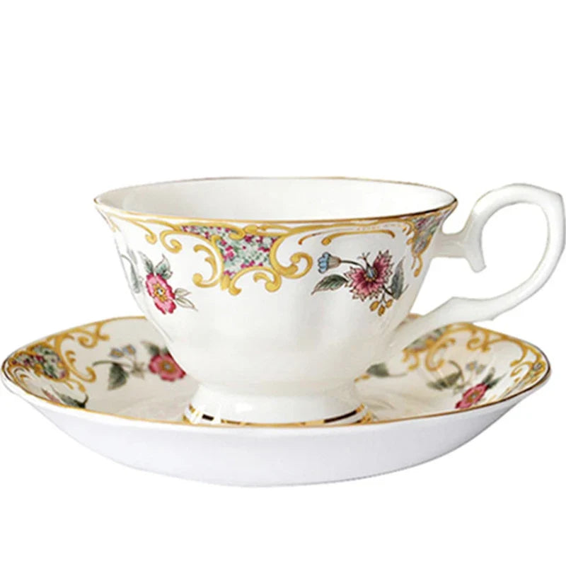 European Bone China Coffee Cup & Saucer Set 200ml Ceramic