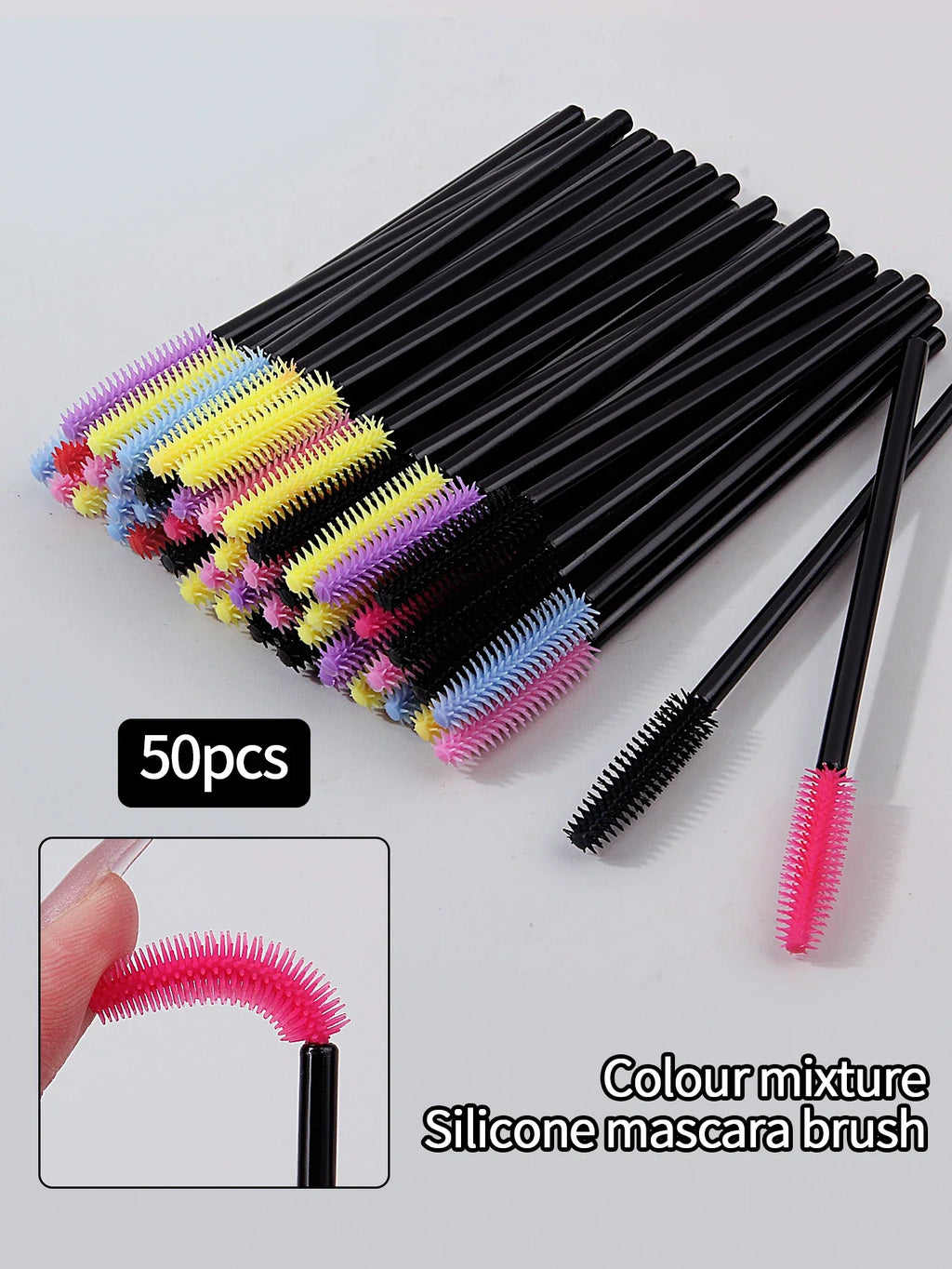 50PCS Silicone Mascara Brush Set – Eyelash Comb & Eyebrow Wand