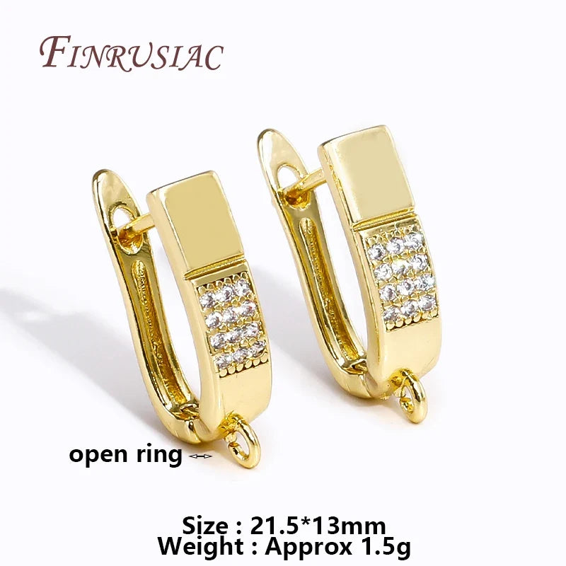 18K Gold Plated Zircon Earring Hook Clasps | DIY Jewelry Findings