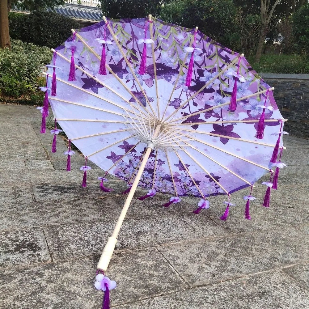 Silk Parasol Umbrella 82cm – Floral Art Wedding & Dance Gift