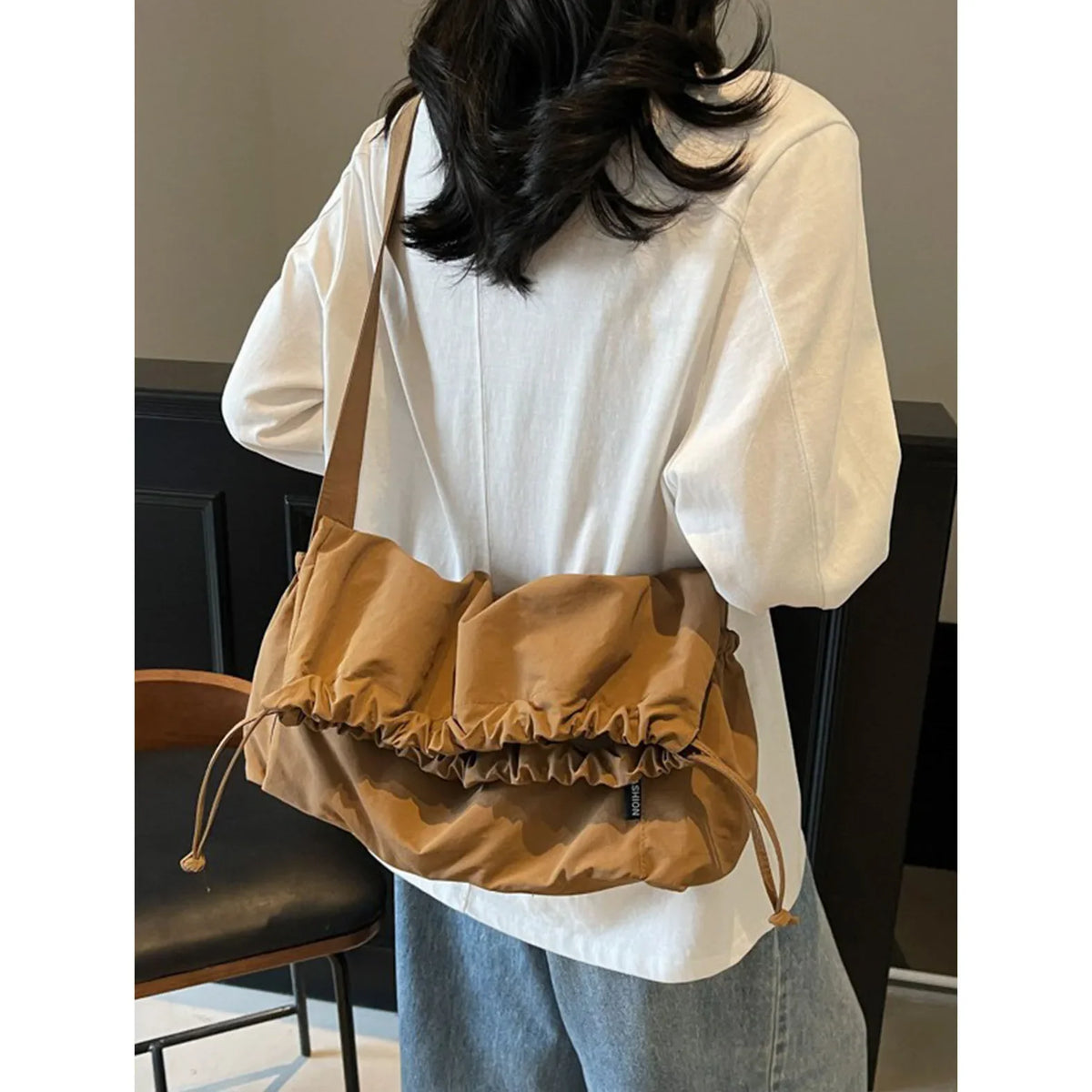 Nixie Large Canvas Tote Bag – Lightweight Drawstring Shoulder Bag