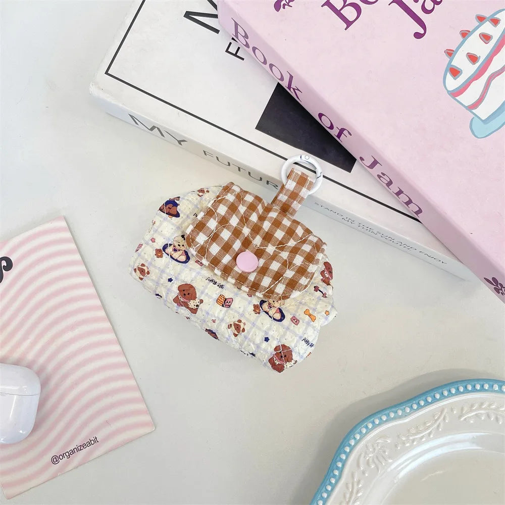 Mini Quilted Makeup Bag – Kawaii Snap Closure Cosmetic Pouch