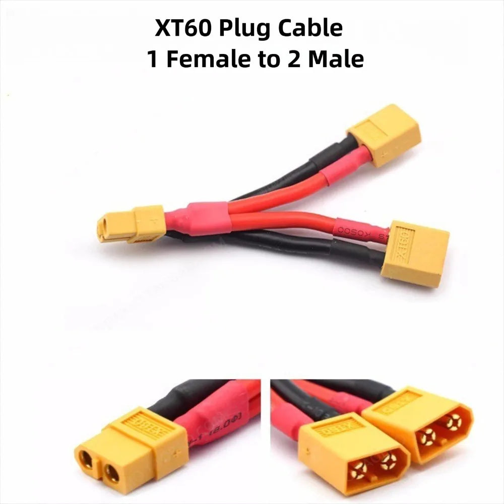 XT60 Parallel Battery Connector 14 AWG Male Female Plug – 10cm