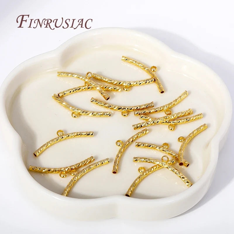 18K Gold Plated Corrugated Tube Bead Connectors | DIY Jewelry