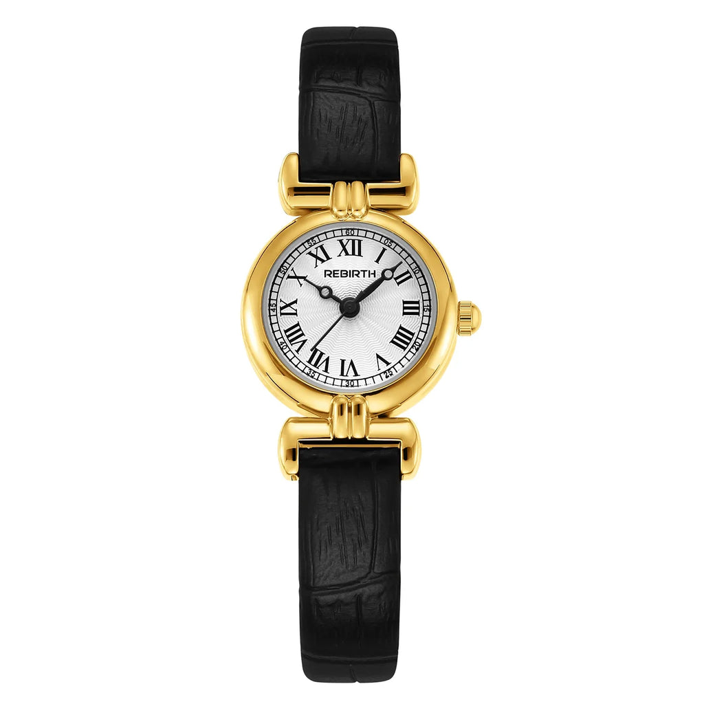 REBIRTH Retro Quartz Women's Watch – Roman Numeral Leather
