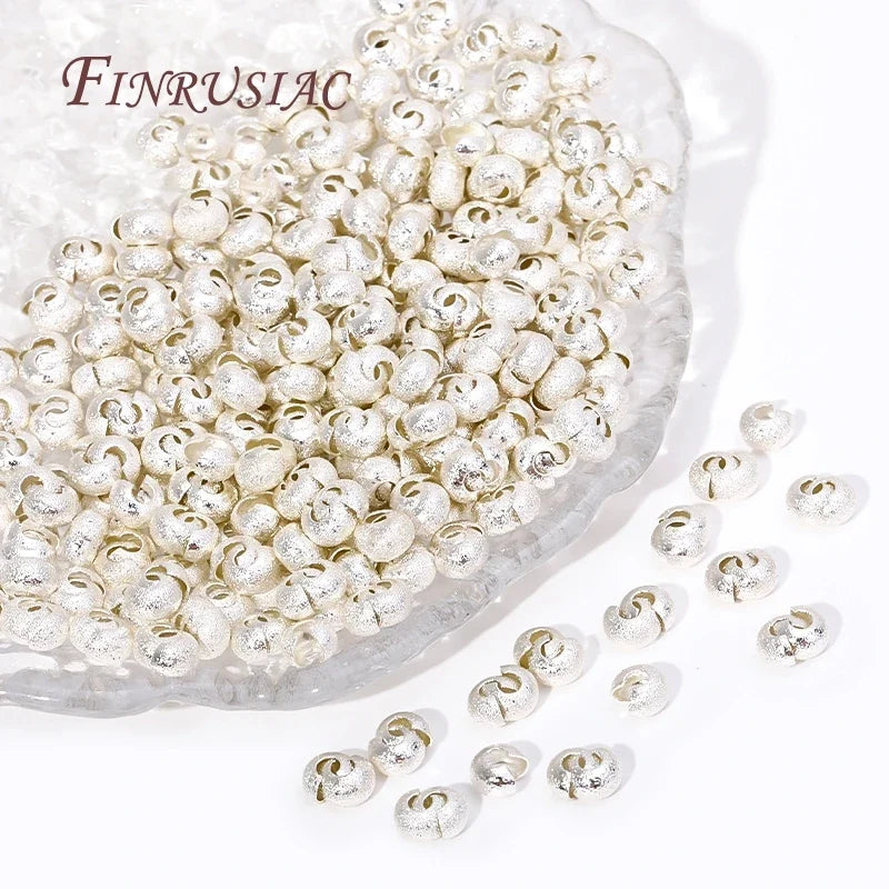 18K Gold Plated Crimp Bead Covers 3mm 4mm – 50/100pcs DIY
