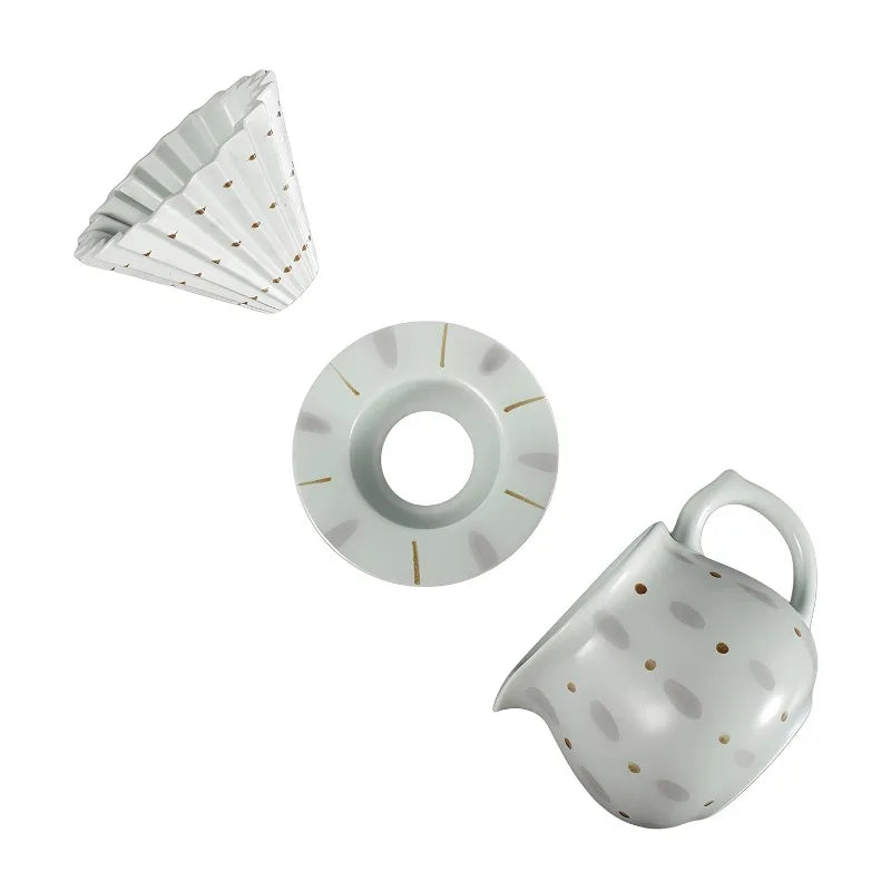 Hand-Painted Ceramic Pour Over Coffee Dripper & Carafe Set