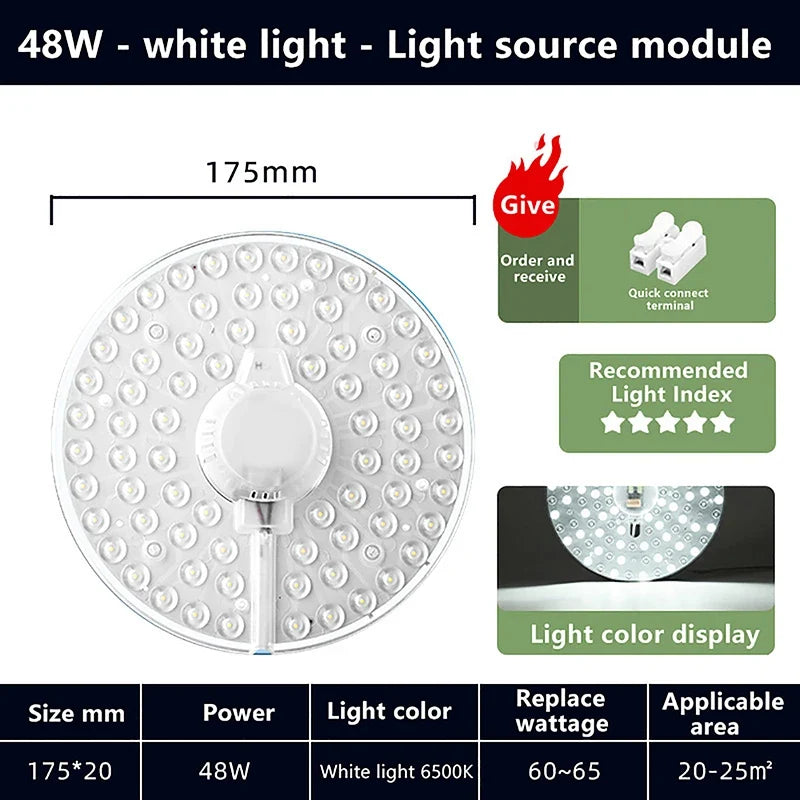 LED Round Magnetic Panel Ceiling Lamp 12W–72W | AC220V
