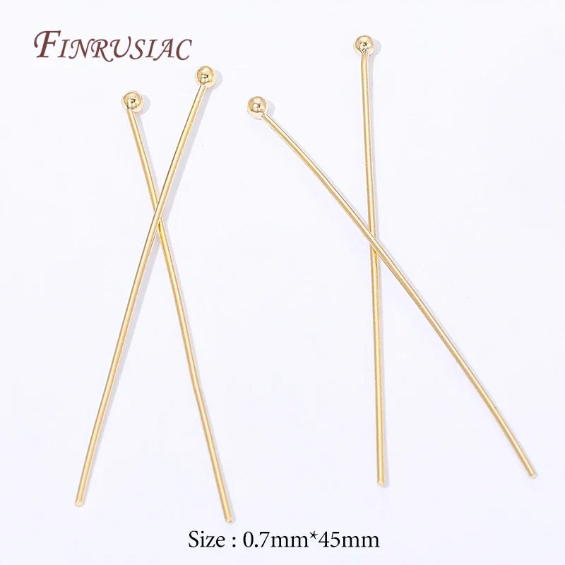 18K Gold Plated Ball Head Pins – Long Stem Beading Pins
