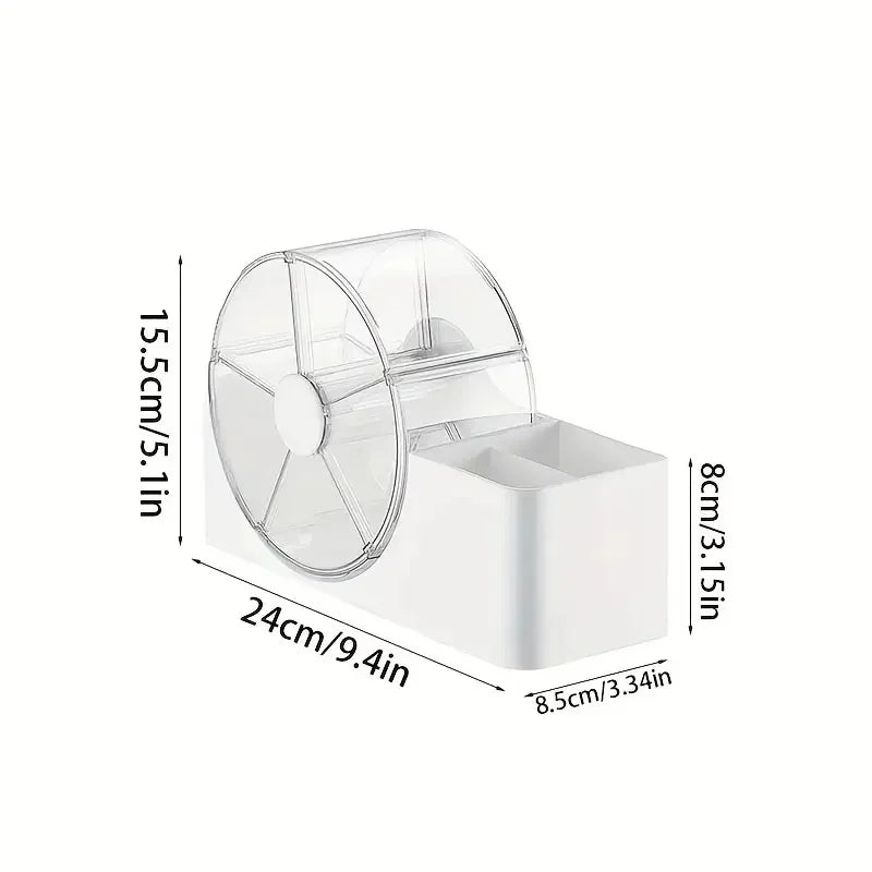 Rotating Desktop Makeup Organizer with Drawers & Shelves