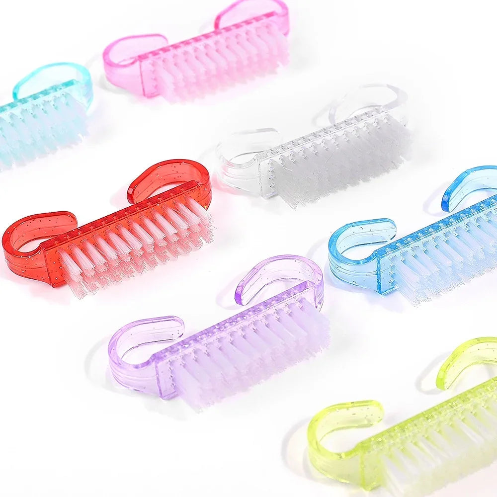 10Pcs Mixed Color Nail Brushes – Manicure & Scrub Set