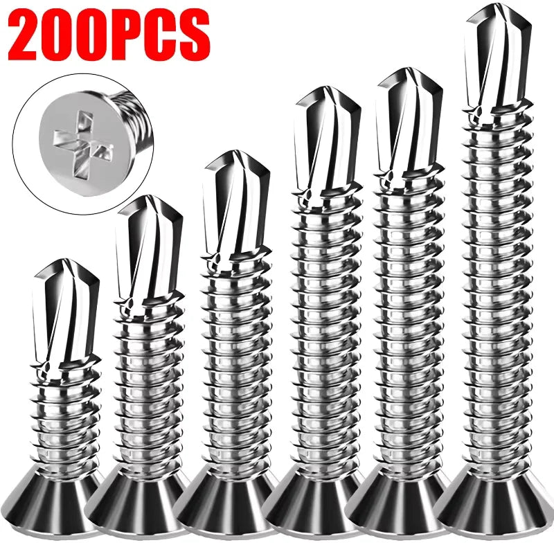 M4.2 Stainless Steel Self-Tapping Screws – 50/200PCS Flat Head
