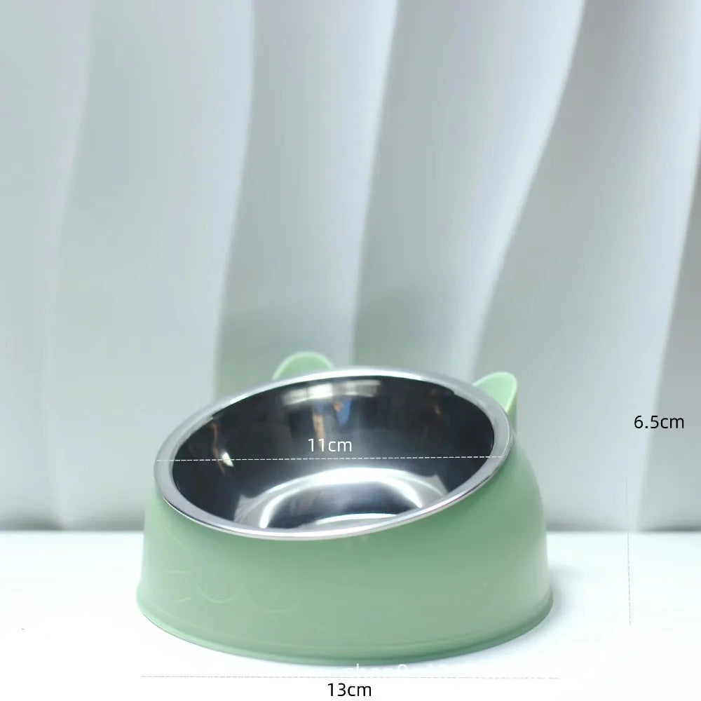 Stainless Steel Tilted Pet Bowl for Cats & Dogs | Ergonomic