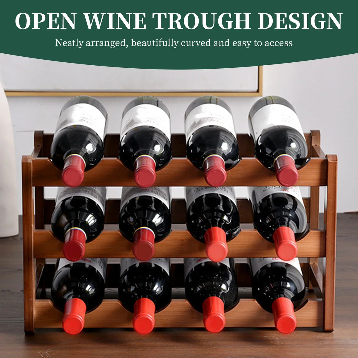 Wooden Wine Rack 2 or 3 Tier Countertop Bottle Holder